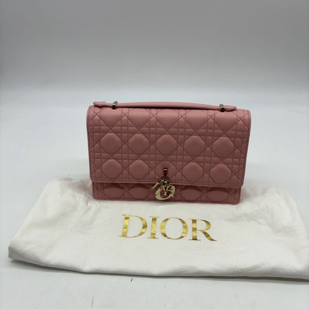 Dior Top Handle Pink Crossbody Bag with Silver Chain